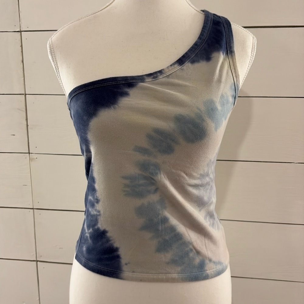 American Eagle Outfitters Blue and Cream Tank Top
